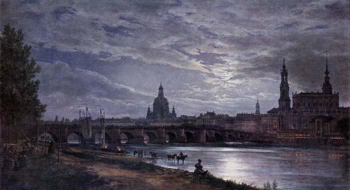 johann christian Claussen Dahl View of Dresden at Full Moon France oil painting art